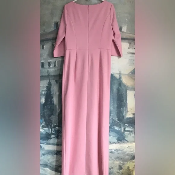 Kay Unger Long Sleeves Margerite Pleated Column Gown Size 12 - Picture 6 of 15